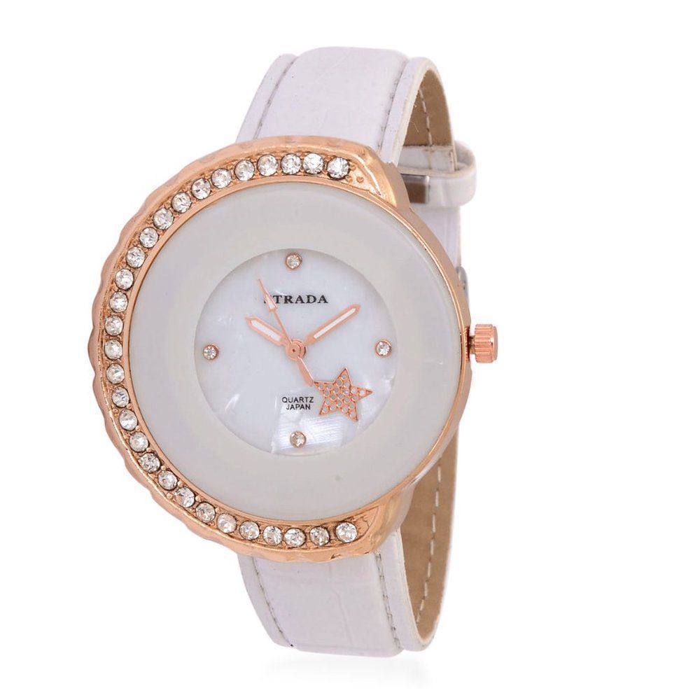 STRADA Watch Austrian Crystal White